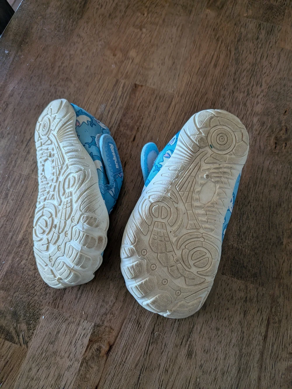 Light Blue Shark Print Kids Slip-On Water Shoes